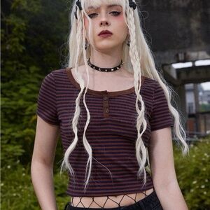 Striped Red and Black Women's Top